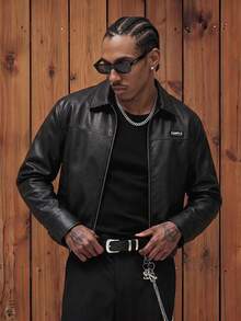 SWAVVY Men Woven Fashionable Casual Long Sleeve Open Front Zip Up Jacket, School, For Fall Winter - Black - View 1