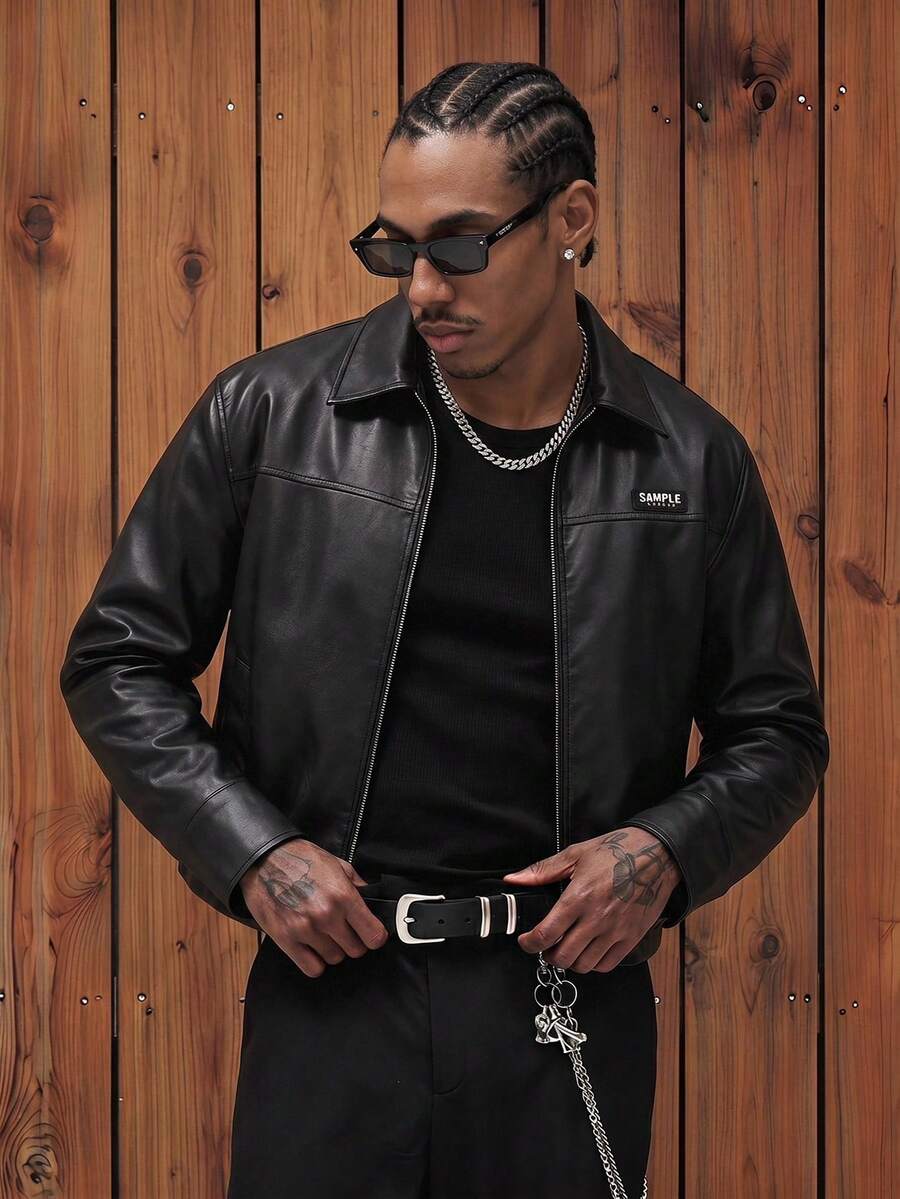 SWAVVY Men Woven Fashionable Casual Long Sleeve Open Front Zip Up Jacket, School, For Fall Winter - Black - View 1
