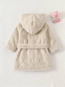 Cozy Pixies 新生兒男嬰女嬰保暖內裡加厚連帽長袖綁帶式睡袍 秋冬款 - 米色 - 查看 2