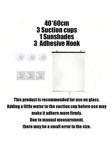 1 Set Blackout Roller Blind Includes 3 Suction Cups 3 Adhesive Hooks No Drill Retractable Sunshade Portable Curtain For Home Bathroom Kitchen Office - Sunshade Roller Blind - View 17