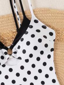 Swim Mod Baju Renang One-Piece Wanita Terbaru Musim Semi/Panas, Blok Warna Hitam dan Putih, Modis dan Seksi, Untuk Pantai, Liburan, dan Kencan - Hitam dan Putih - View 4