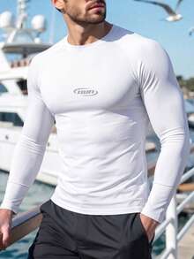 Manfinity RebelGame Men's Plus Size Letter Print Casual Versatile Sun Protection Shirt Men's Graphic T Shirt - White - View 2