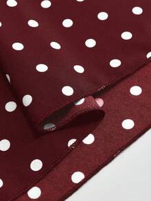 Auvina Plus Size Elegant Polka Dot Print Sleeveless Dress, Summer - Burgundy - View 4