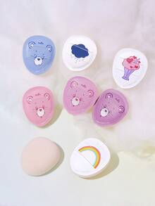 SHEIN X Care Bears 8件組可愛熊拇指泡芙超柔軟無乳膠化妝蛋，適用濕用與乾用底妝的臉部混合美妝蛋，完美暈染，可水洗重複使用 - 彩色 - 查看 5