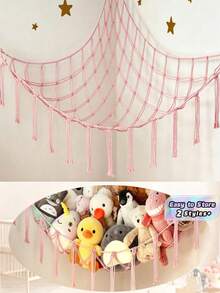 1pc Large Stuffed‑Animal Hammock, Corner Hanging Net For Plush Toys, Wall‑Mounted Toy Storage Organizer For Stuffed Animal Display - Multicolor - View 1