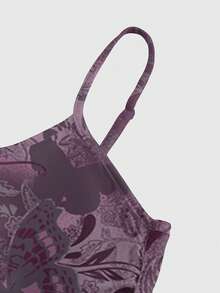 ROMWE Fairycore Women's Plus Size Butterfly Pattern Casual Party Spaghetti Strap Dress - Purple - View 3