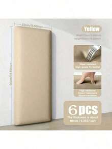 6PCS 50CM*23CM Soft Anti-Collision Minimalist Solid Color 3D Self-Adhesive Wall Stickers, PU Soft Packaging, Peel And Stick, Washable, Suitable For Bed Side And Tatami Wall Decoration, Thickened Wall Stickers For Wall Decor - multicolor - View 18