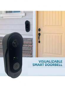 Smart Wireless Doorbell, Video Doorbell Camera, Suitable For Home Security, Features Night Vision, Chime, Rechargeable, APP Control - Black - View 4