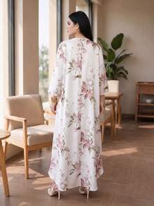 Auveirra 大尺碼女款花卉印花高低下擺上衣與長褲休閒兩件套 秋季 - 彩色 - 查看 2