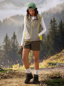 Exploreva Exploreva Women's Zipper Front Loose Casual Outdoor Vest Jacket - Light Grey - View 4
