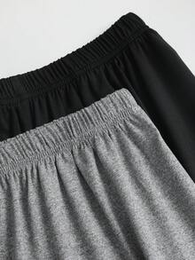 Sweetra Simple Casual Lazy Home Office Commute Daily Date Shopping Elastic Waist Wide Leg Pants Set For Women, Black And Grey, Spring Summer Autumn - Multicolor - View 5