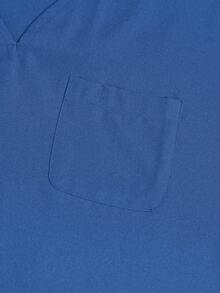 TaskEZ 2 piezas Uniforme de mujer para el cuidado de la salud - Blusa de cuello en V de color liso y pantalón largo con abertura, conjunto de uniformes sanitarios - Azul - Ver 7