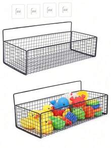 2 Sets Bathtub Toy Storage Racks And Organizers, 2 Packs Metal Wire Mesh Bathtub Toy Storage Containers, Large Capacity Rust-Proof Hanging Baskets Designed For Bathtub, Shower, Bathroom, Toilet, Kitchen - Multicolor - View 4