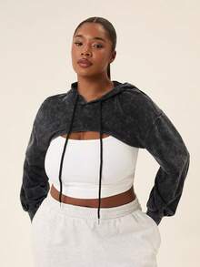 Levarali Sweatshirt Hoodie Kasual Ukuran Plus Wanita, Model Musim Gugur - Grey - View 8