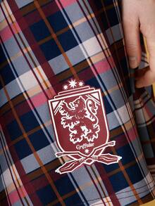 HARRY POTTER X SHEIN Summer  Hogwarts Preppy Style T-Shirt And Gryffindor Plaid  Slip Set - White - View 6