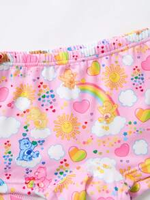 SHEIN X Care Bears Young Girl Piped Round Neck Tank Top Undershirt - Pink - View 7