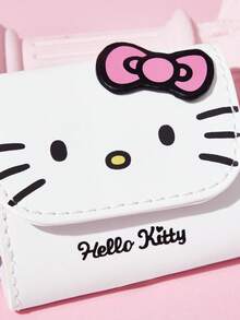 HELLO KITTY AND FRIENDS | SHEIN Piccola pochette portaoggetti con stampa gatto carino, con ciondolo a ciliegia e cordino intrecciato, ideale anche come portamonete o decorazione per borse - Fiocco rosa - Visualizzare 3