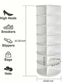 7-Story Rotating Shoe Rack, 360 ° Rotating Shoe Storage Tower, Vertical Carousel For Storing Shoes And Handbags - Multicolor - View 6