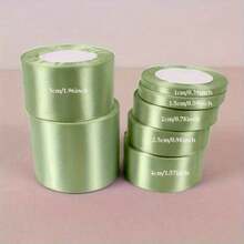 1pc 22cm/8.66inch Sage Green Satin Ribbon, Multiple Sizes Available:1cm/1.5cm/2cm/2.5cm/4cm/5cm, Silk-Like Satin Ribbon, Morandi Color, Handmade Ribbon For Wedding Bouquet Packaging, Fade-Resistant, Anti-Static, DIY Hair Accessory Material - sage green - View 10