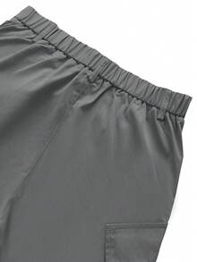 Manfinity Homme Men's Casual Solid Color Cargo Pants - smoke gray - View 6