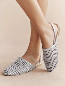 Rosivie Ladies Decoration Fashion Daily Travel Casual Slippers - Silver. - View 4