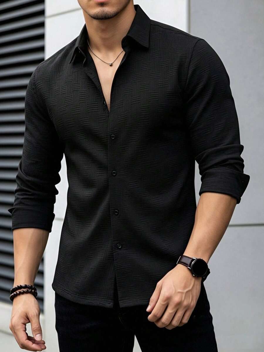 Manfinity Homme Textured Black Jacket Is The Ideal Choice For Everyday Wear. - Black - View 1