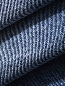 DAZY Celana Jeans Denim Kasual Wanita Model Regular Pinggang Tengah dengan Desain Belahan dan Potongan Kaki Melengkung untuk Musim Gugur - Dark Wash - View 5