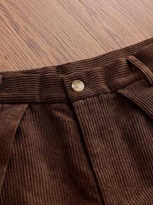 SWAVVY Men's Casual Versatile Solid Color Curved Leg Long Pants - Coffee Brown - View 5
