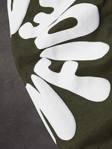 SLATEMANN 男士字母印花對比腰帶運動長褲 - 軍綠色 - 查看 4