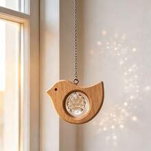 Boho Vintage Wooden Bird Suncatcher With Clear Glass Crystal Prism, Stylish Car Rear View Mirror Hanging Charm, Unique Decorative Gift For Drivers, Multi-Purpose Hanging Ornament Fit For Home Window, Courtyard & Garden Decor - multicolor - View 7