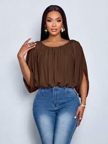 SOLERSUN Women's Summer Fashion Elegant Chic Daily Simple Ruched Blouse Social Festival Tops Casual Daily Wear Chic Y2K Loose Vest For Club Party Streetwear Night Going Out,Holidays Party Hen Do Wedding Bachelorette Bridal All Seasons,Vacation Daily Beach-Ready Travel - Brown - View 4