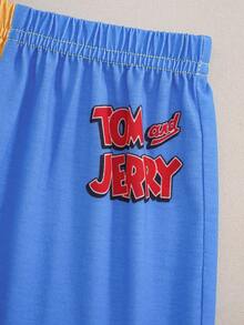 TOM & JERRY X SHEIN Baby Boy Letter Cartoon Print Hooded Short Sleeve T-Shirt And Shorts Casual Daily Outfit - Multicolor - View 6