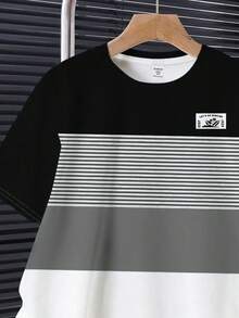 青少年男孩休閒舒適時尚極簡圓領短袖T恤與短褲套裝 - 彩色 - 查看 4