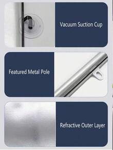 1 Set Blackout Roller Blind Includes 3 Suction Cups 3 Adhesive Hooks No Drill Retractable Sunshade Portable Curtain For Home Bathroom Kitchen Office - Sunshade Roller Blind - View 4