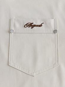 AXEPEAK 男士休閒刺繡拉鍊半開襟短袖 Polo 衫 - 杏色 - 查看 4