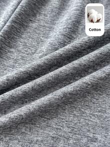 SHEIN Pantalones cortos casuales ajustados de punto de unicolor para niña preadolescente - Gris - Ver 3
