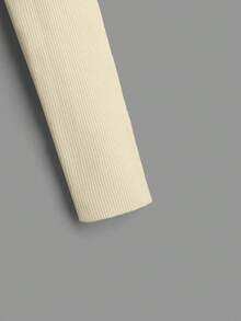 Cloudara Slit Hem Ribbed Knit Jumper - Beige - View 4