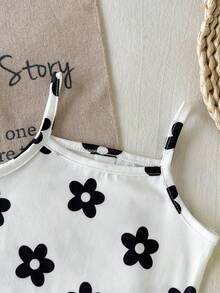 SHEIN Playful Pals Baby Girls Summer Sweet Lady Knit Camisole Slim Fit 3pcs Set Romper - White - View 8