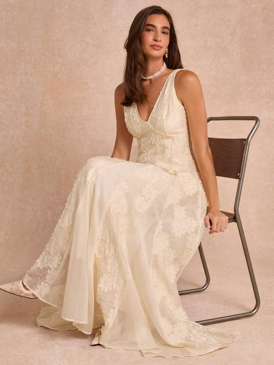 Enchnt Premium Pre-Fall Romantic Women's Elegant Apricot Tencel Embroidered Exquisite Slimming Dress,Birthday Dress,Festival Outfits,Casual Dress