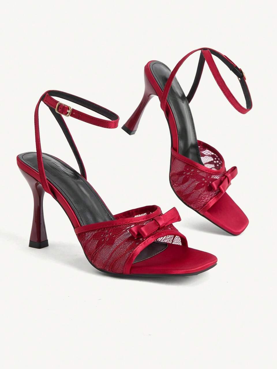 CUCCOO CHICEST Women Shoes Classic Fashion Women's High Heels Sandals Slim Heel Square Mesh Bow Design Dinner Party Workplace Commute Dating Wear Women's Shoes