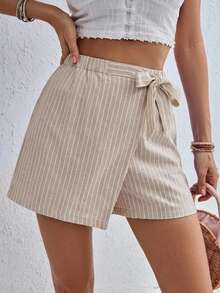 SHEIN Frenchy 女款休閒度假條紋裙褲，夏季街頭風，適合日常通勤、約會、派對、秋冬、婚禮、海灘、畢業季、優雅休閒、外出、Y2K、音樂節、假期、返校、沙灘裝 - 彩色 - 查看 3