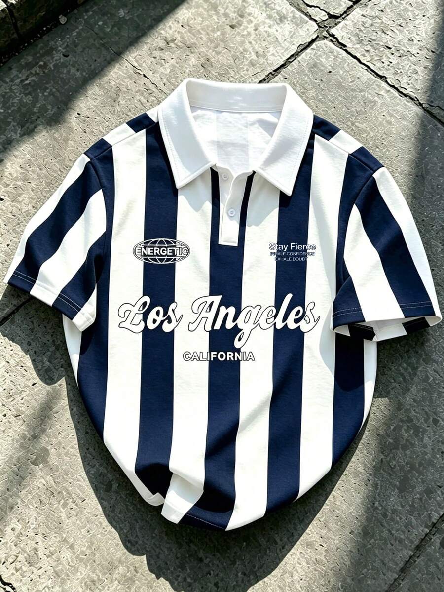 Manfinity EMRG Camisa polo de verano casual con bloques de color y rayas para hombre - Multicolor - Ver 1