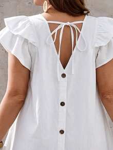 EMERY ROSE EMERY ROSE Vestido de Mezclilla de unicolor Casual de Verano Talla Grande - Blanco - Ver 5