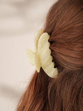 MOTF PREMIUM PRE SEMI-CURVED YELLOW OIL PAINTING SLIGHTLY INLAID IMITATION PEARL IRREGULAR DIAMOND ELEGANT HAIRPIN