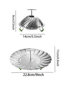Haus Hana Stainless Steel Steaming Rack, Egg Steamer, Kitchen Folding And Retractable Steaming Basket, Steaming Drawer Compartment, Multifunctional Waterproof Steaming Tray, Steaming Pot, Household Use - View 9