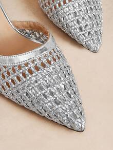 Rosivie Women's Fashion Elegant Commuter Pointed Toe High Heels - Silver - View 9