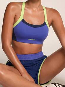 SHEIN BAE Women's Contrast Color Camisole And Elastic Waist Shorts Sports Suit Workout Women Sets - Purple - View 6