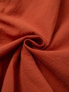 SHEIN LUNE CURVE 大尺碼女款素色腰綁帶休閒日常連身褲 - 鏽棕色 - 查看 6