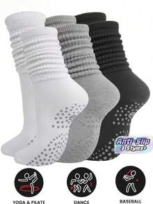 4 Pairs Women's Slouchy Yoga Socks, Suitable For Sports Pilates Socks, Outdoor Couple Gift Socks - Multicolor - View 1