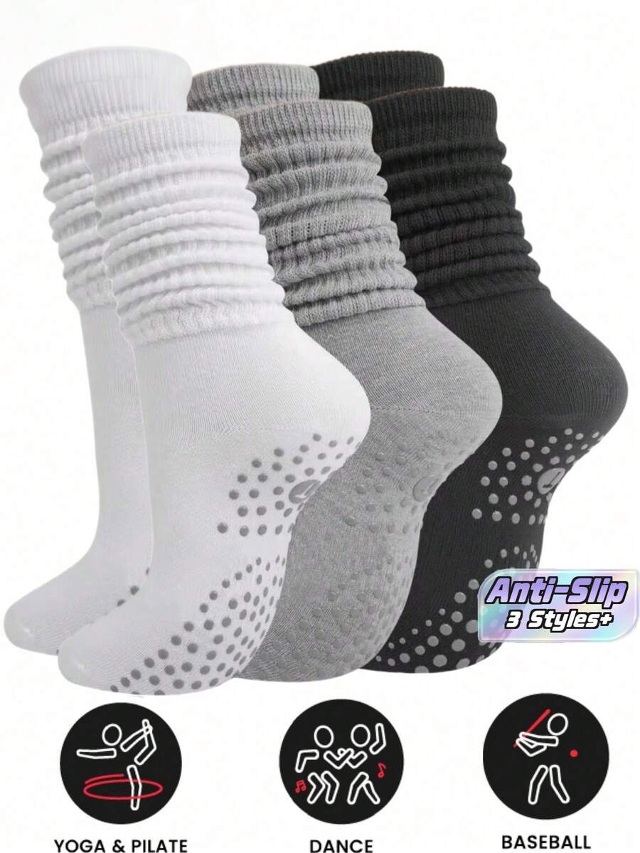 4 Pairs Women's Slouchy Yoga Socks, Suitable For Sports Pilates Socks, Outdoor Couple Gift Socks - Multicolor - View 1